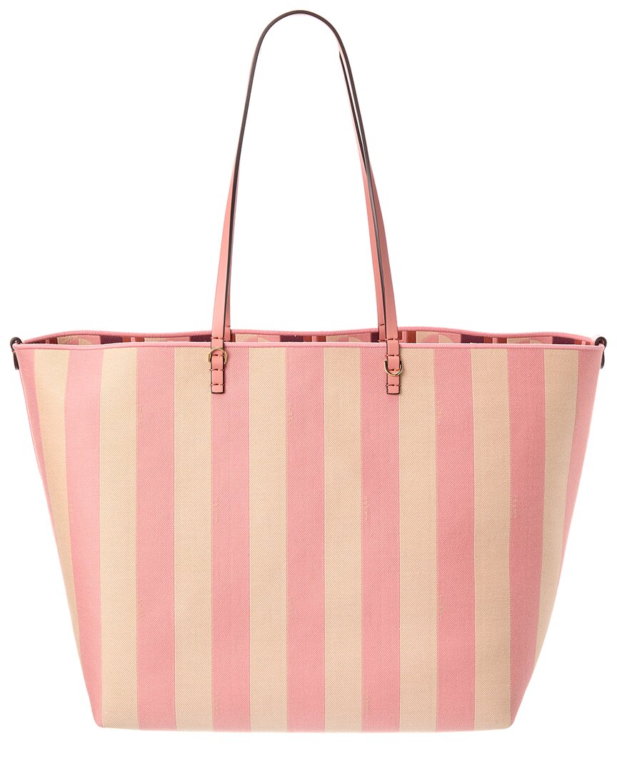 Fendi Handbag Roll & Tote 2 Leather Canvas Pink Tote Bag