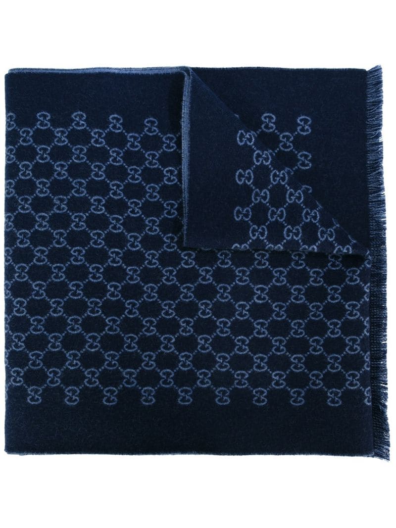 Gucci - GG Supreme pattern scarf - men - Wool - One Size - Blue
