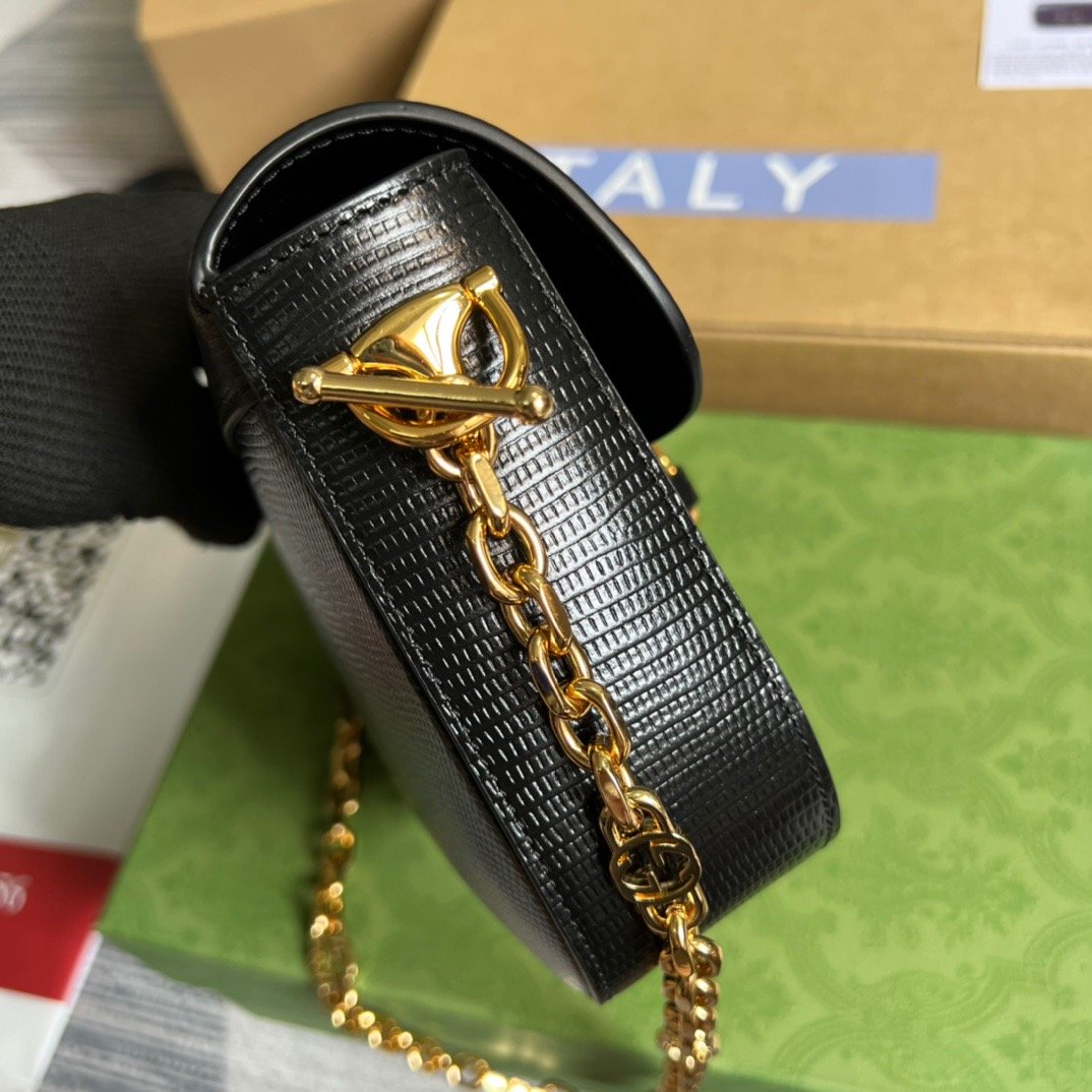gg Horsebit Lizard , ’s Black Mini Bag