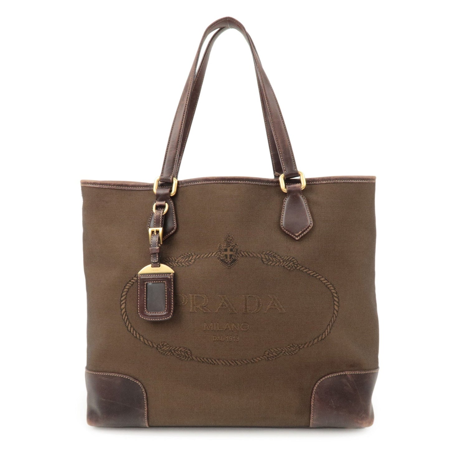 Tote Bag Triangle Jacquard 2Way Bag d Leather Brown Logo