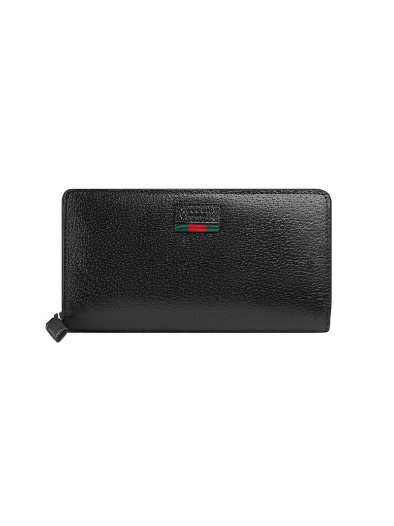 Gucci - zip around wallet with Web - men - Calf Leather - One Size - Black