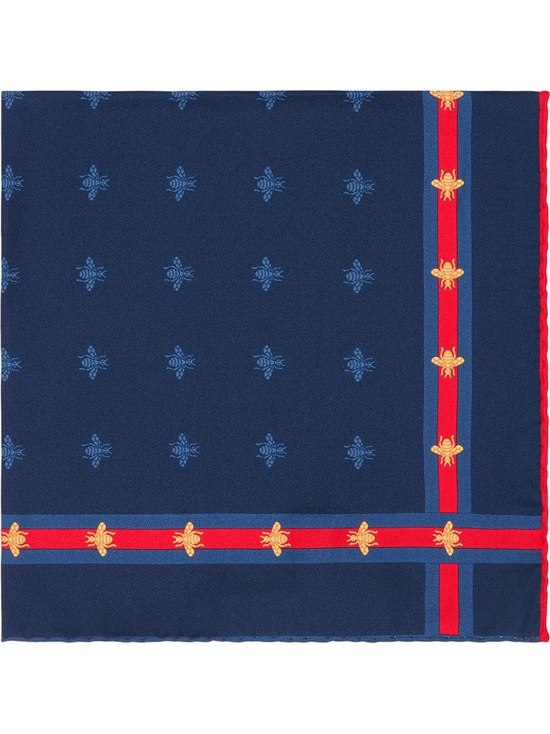 Gucci - Bee pattern silk pocket square - men - Silk - One Size - Blue