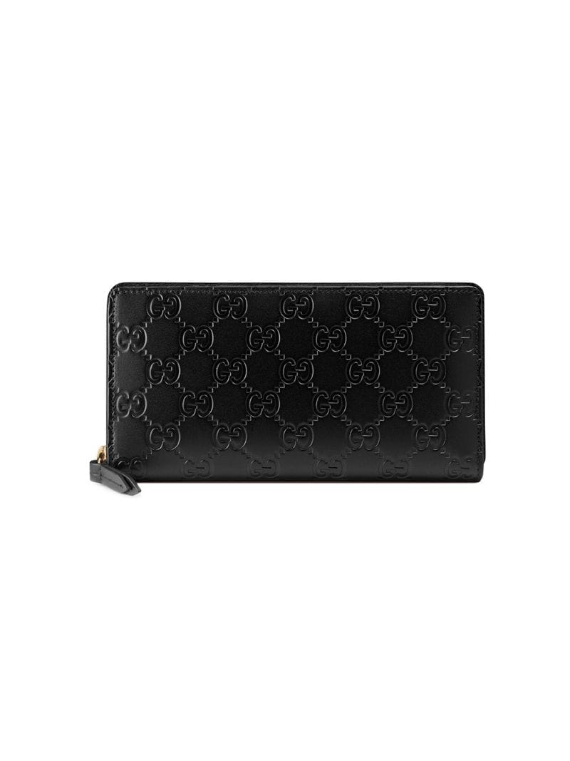 Gucci - Gucci Signature zip around wallet - women - Leather - One Size - Black