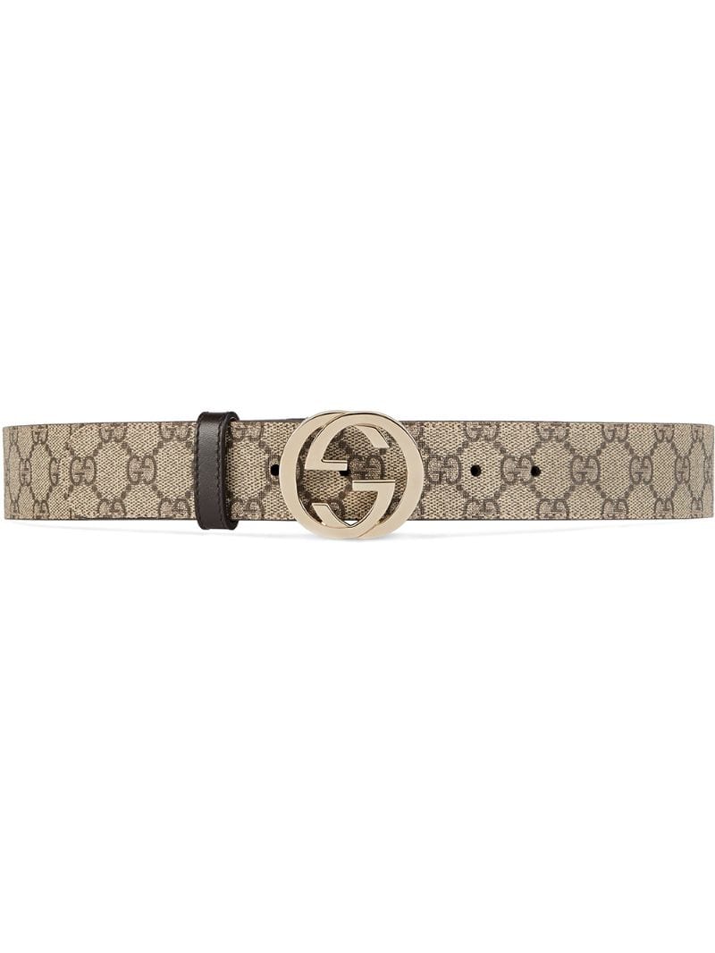 Gucci - GG Supreme pattern belt - women - Leather/Canvas/metal - 75, 85, 90, 80, 95 - NEUTRALS