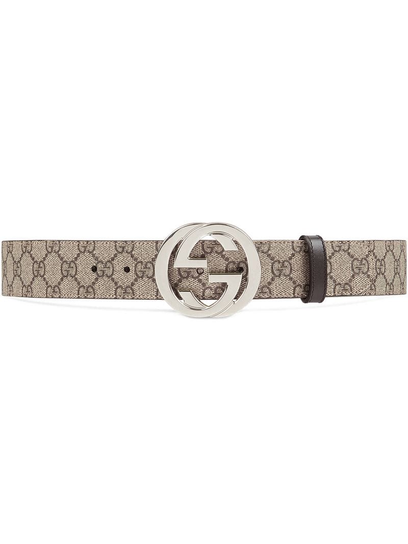 Gucci - GG Supreme belt with G buckle - men - metal/Leather/Canvas - 85, 90, 95, 100, 105, 110, 75, 80 - NEUTRALS