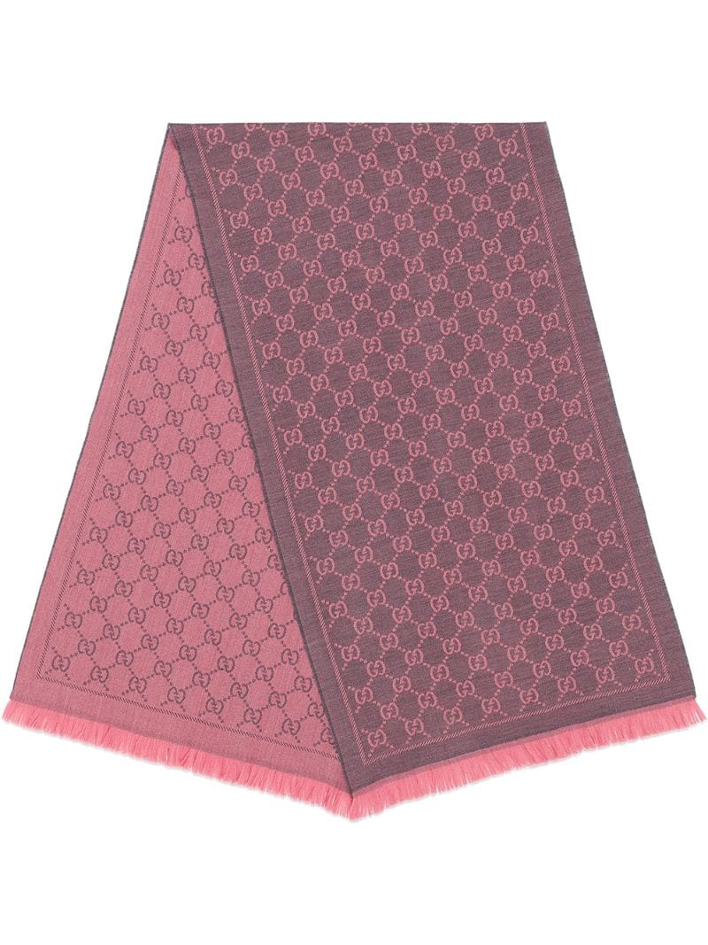 Gucci - GG jacquard pattern knit scarf - women - Wool - One Size - PINK