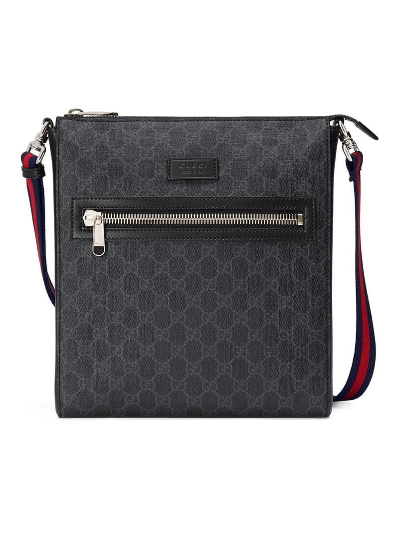 Gucci - GG Supreme messenger bag - men - Leather/Canvas/Cotton - One Size - Black