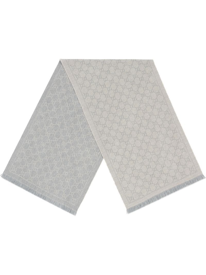 Gucci - GG jacquard knit scarf - unisex - Wool - One Size - Grey