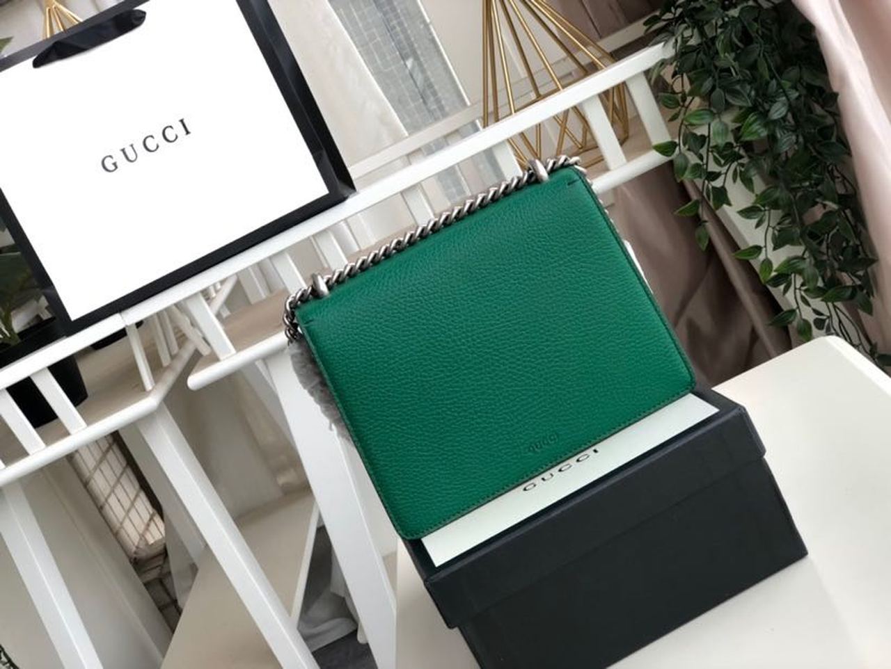 gg Dionysus Metal-Free Tanned 7.5in Green Mini Bag