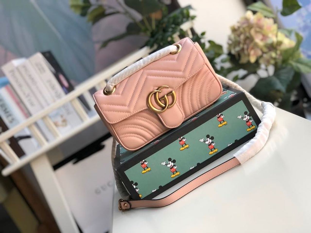 gg Marmont Matelassé Dust Matelassé Pink Mini Bag