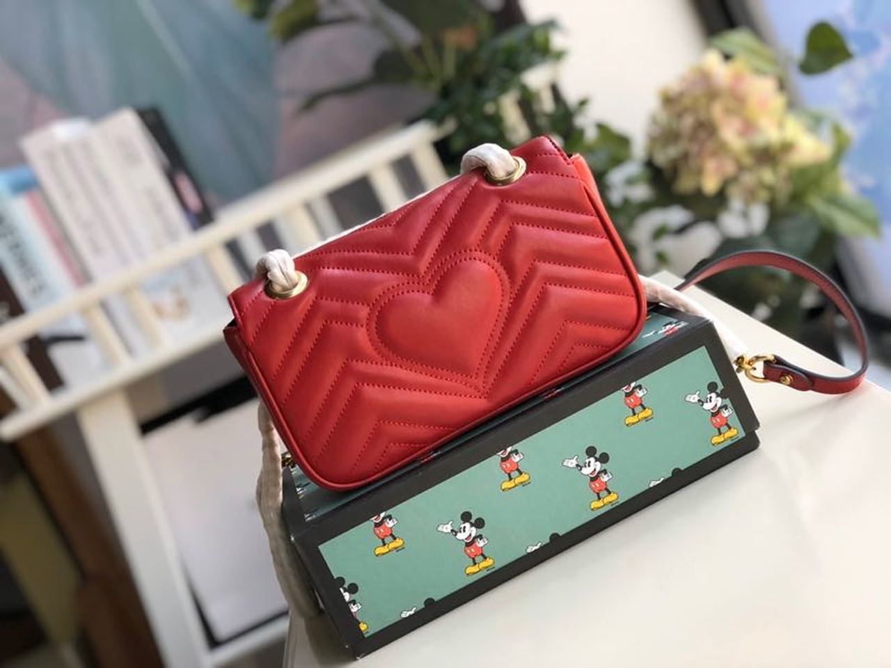 gg Marmont Matelassé Chevron Red Mini Bag