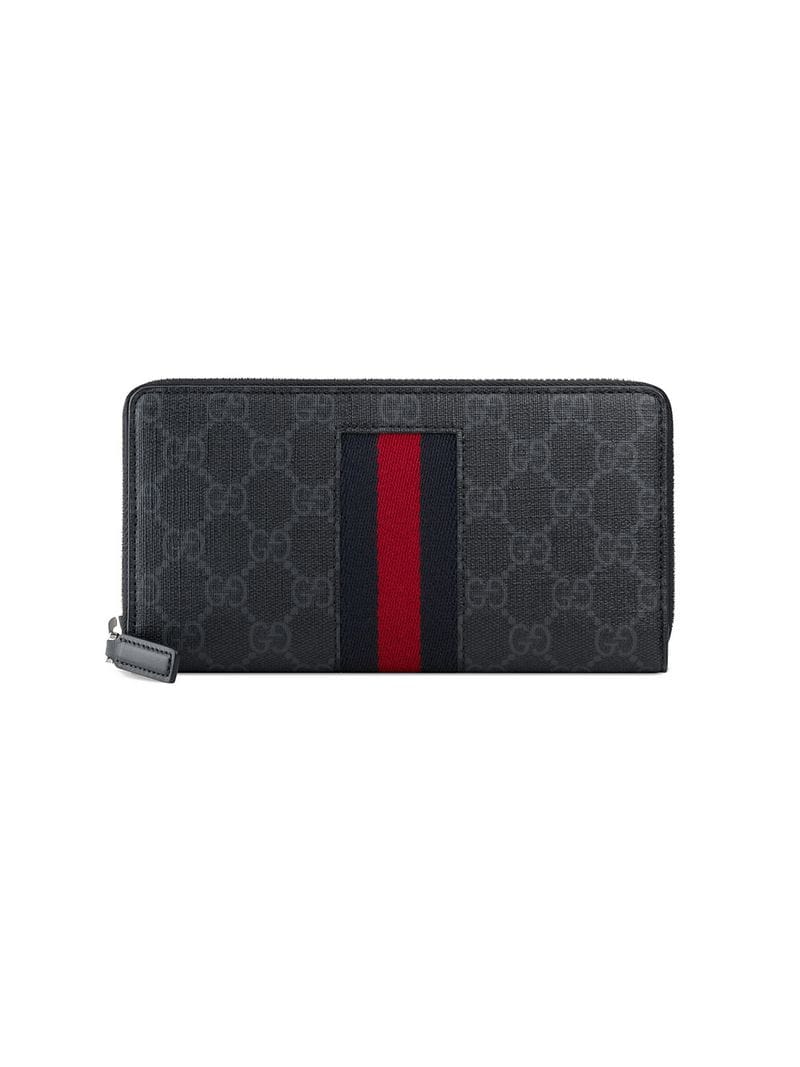 Gucci - black GG Supreme Web zip around wallet - unisex - Canvas - One Size - Black