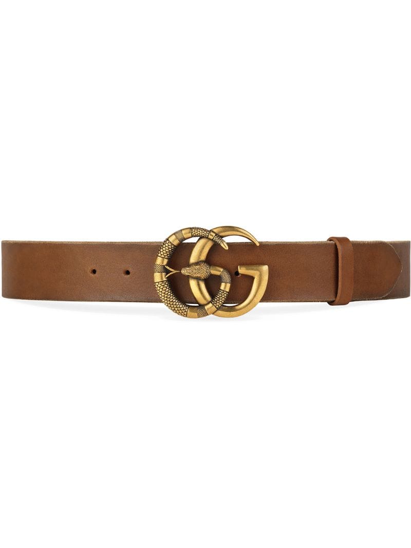 Gucci - Leather belt with Double G buckle with snake - men - Leather/metal - 85, 75, 80, 100 - Brown