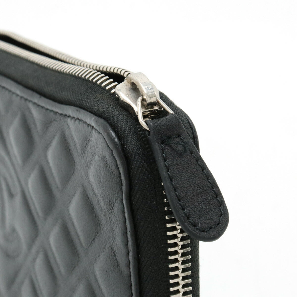 Chanel Diamond Stitch Coco Mark Long Zip Wallet Leather Black
