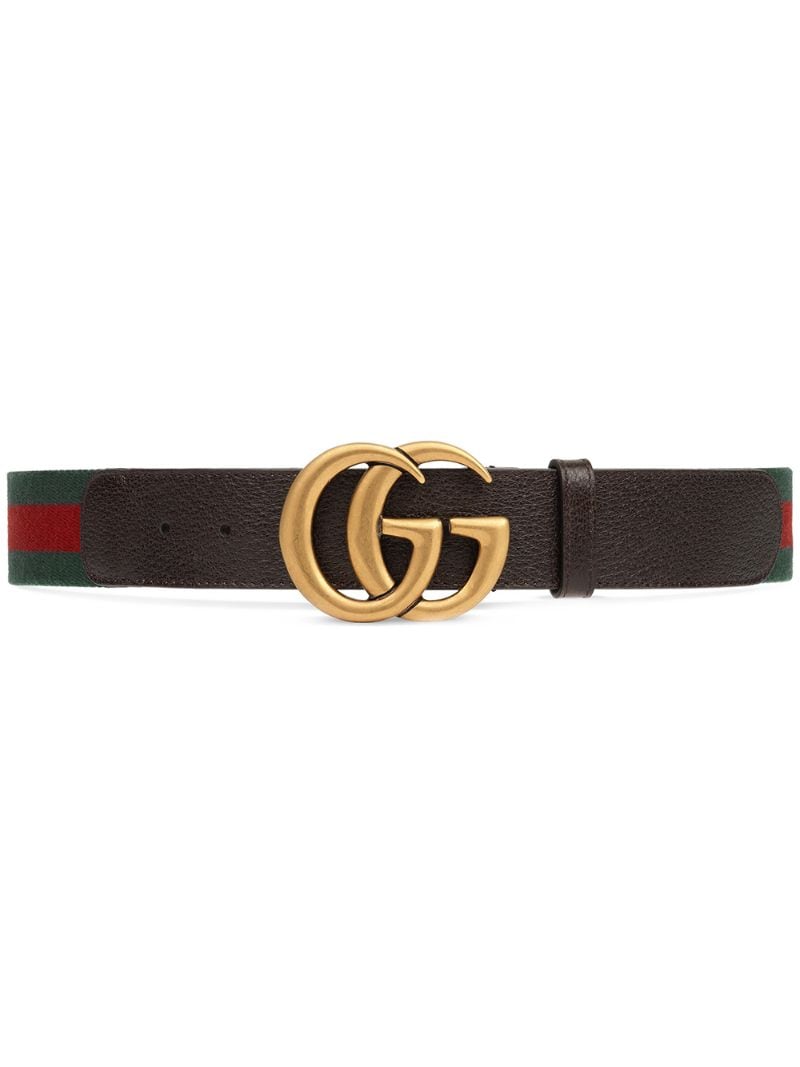 Gucci - Web belt with Double G buckle - women - Brass/Canvas/Leather - 65, 70, 75, 80, 90, 95, 100 - Multicolour