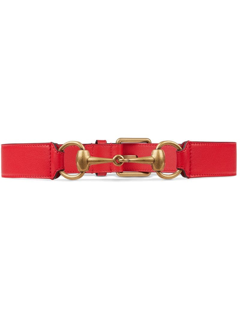 Gucci - Leather belt with Horsebit - women - Leather/metal/Brass - 90, 95, 75 - Red