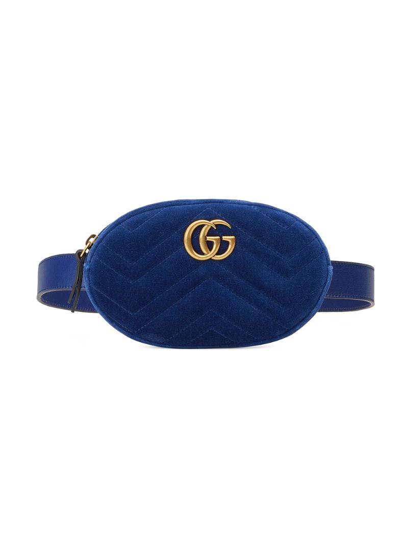 Gucci - GG Marmont matelassé velvet belt bag - women - Silk/Velvet/Leather - 85 - Blue