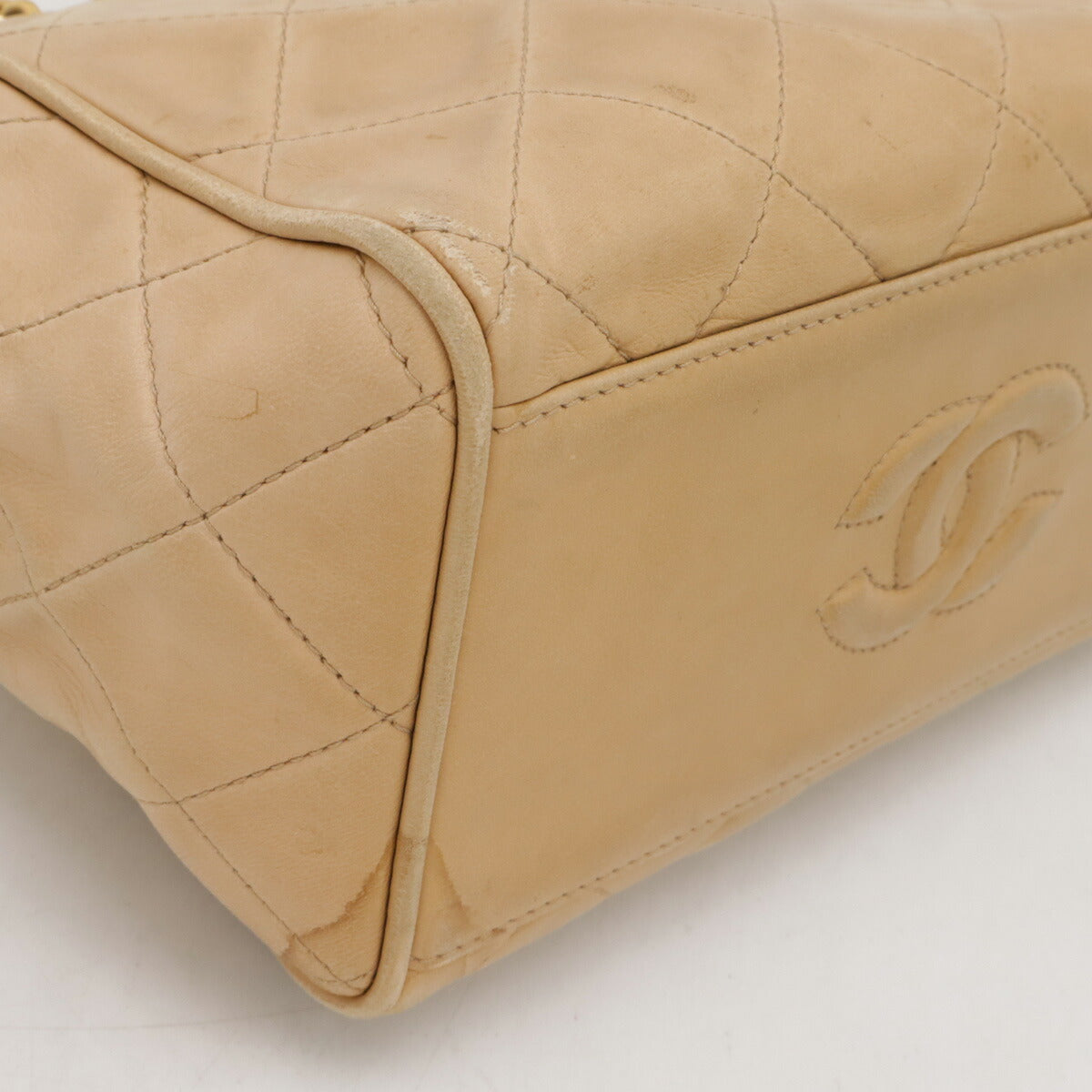 Chanel Leather Coco Mark Matelasse 2WAY Chain Bag Beige Gold Hardware