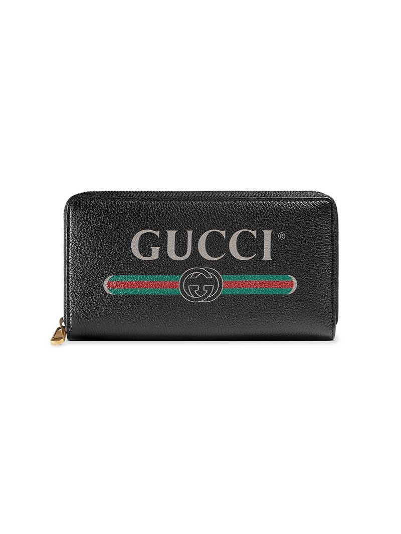 Gucci - logo zip around wallet - unisex - Calf Leather - One Size - Black