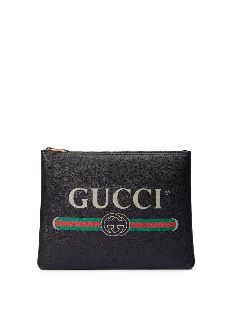 Gucci - Gucci Print leather medium portfolio - men - Leather - One Size - Black