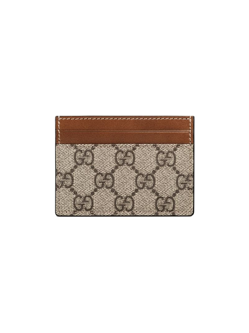 Gucci - GG Supreme card case - women - Canvas - One Size - Brown