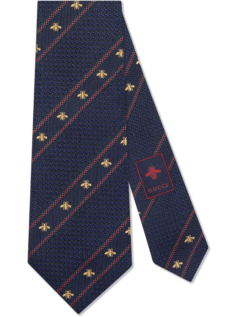 Gucci - Bee Web silk tie - men - Silk - One Size - Blue
