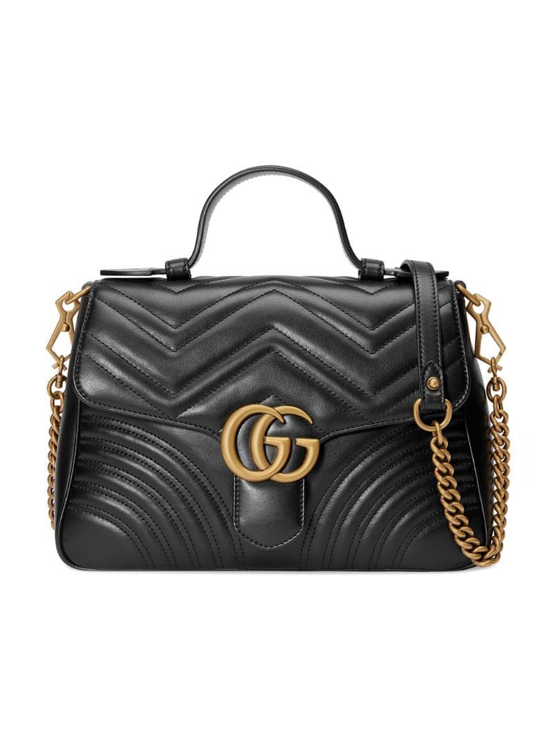 Gucci - black GG Marmont small top handle bag - women - Microfibre/Leather - One Size - Black