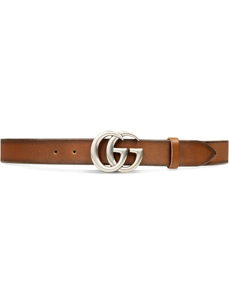 Gucci - Leather belt with Double G buckle - men - Calf Leather - 90, 110, 95, 100, 105 - Brown