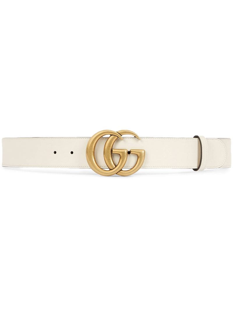 Gucci - Double G buckle belt - women - Brass/Leather - 70, 75, 85, 90, 80, 95 - White