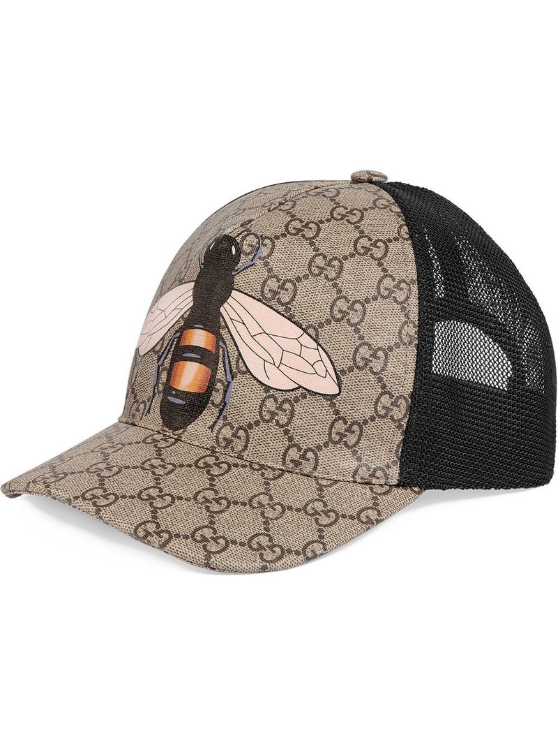 Gucci - Bee print GG Supreme baseball hat - men - Canvas/Cotton/Polyurethane - XL, L, S, M - NEUTRALS