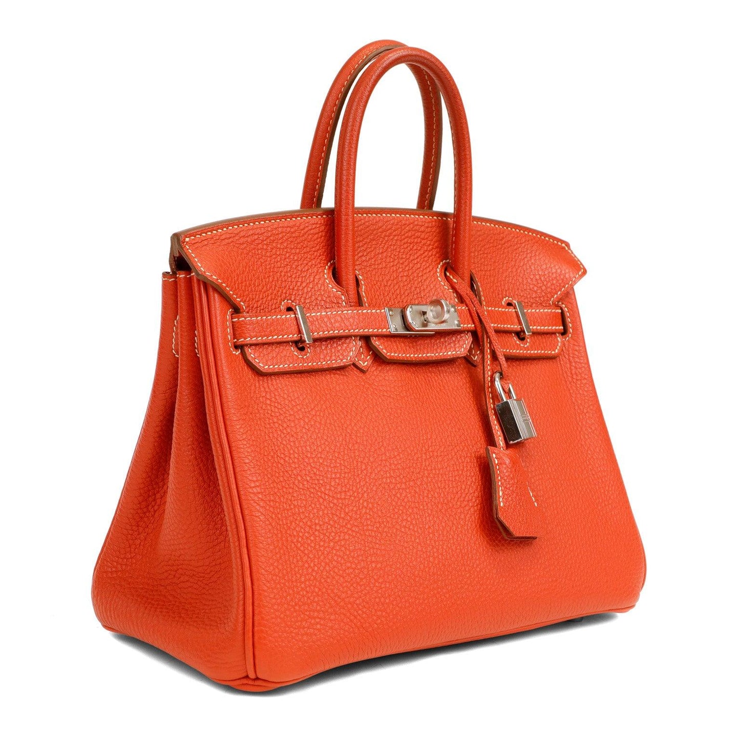 Hermes Rouge Tomate Togo Birkin W Stitching Palladium Hardware White Travel Bag