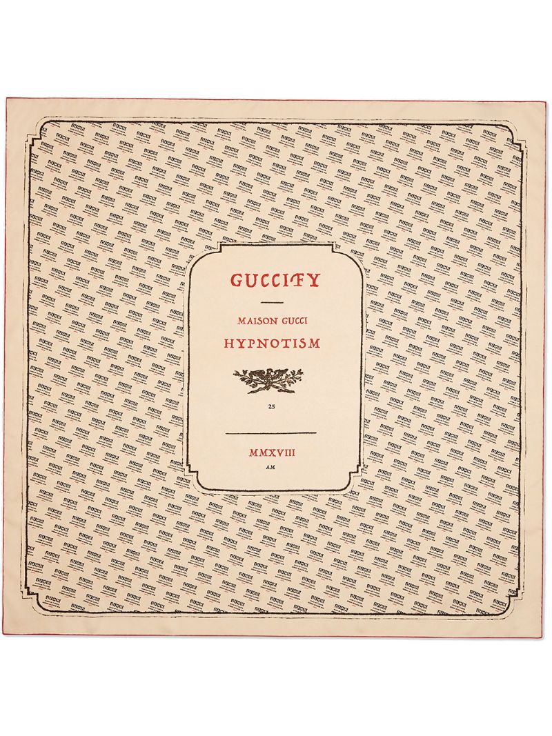 Gucci - ivory and black Gucci invite print silk scarf - women - Silk - One Size - NEUTRALS