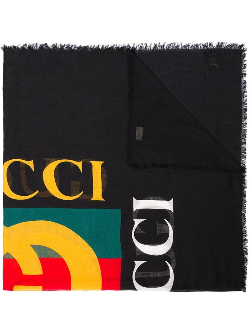 Gucci - logo print scarf - women - Silk/Modal - One Size - Multicolour