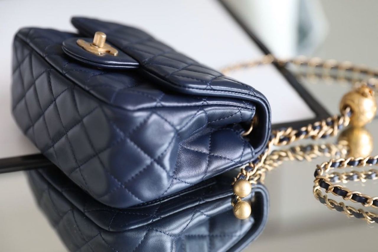 CHLMini CHLBall On Strap , Blue Navy Flap Crossbody Bag