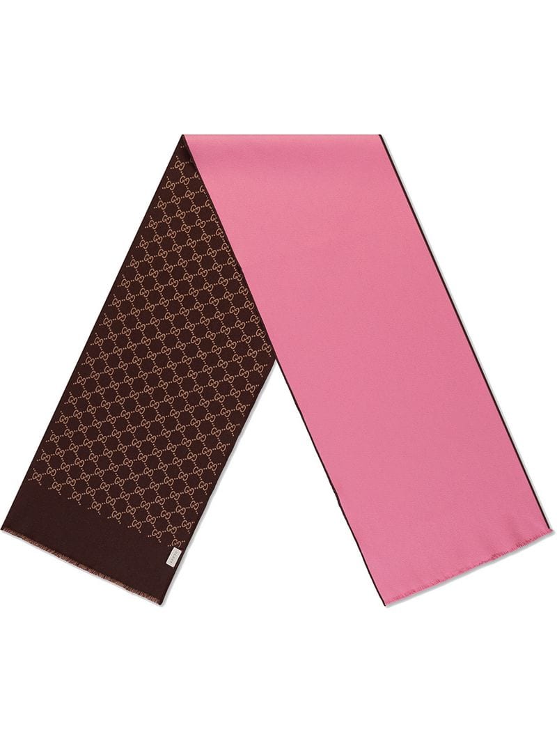 Gucci - GG wool silk scarf - women - Silk/Wool - One Size - PINK