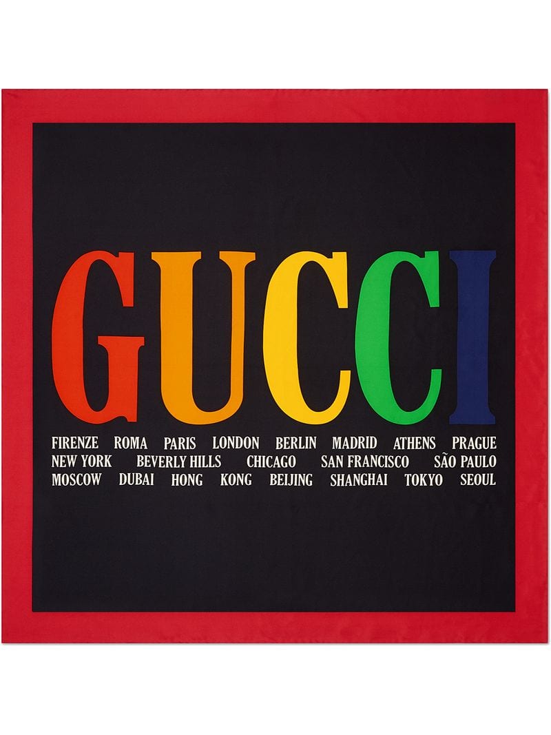 Gucci - Gucci Cities print silk scarf - women - Silk - One Size - Black