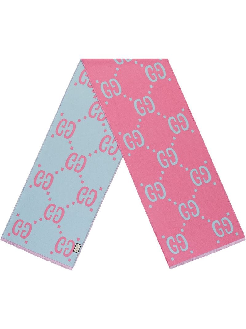 Gucci - GG jacquard wool silk scarf - women - Silk/Wool - One Size - PINK