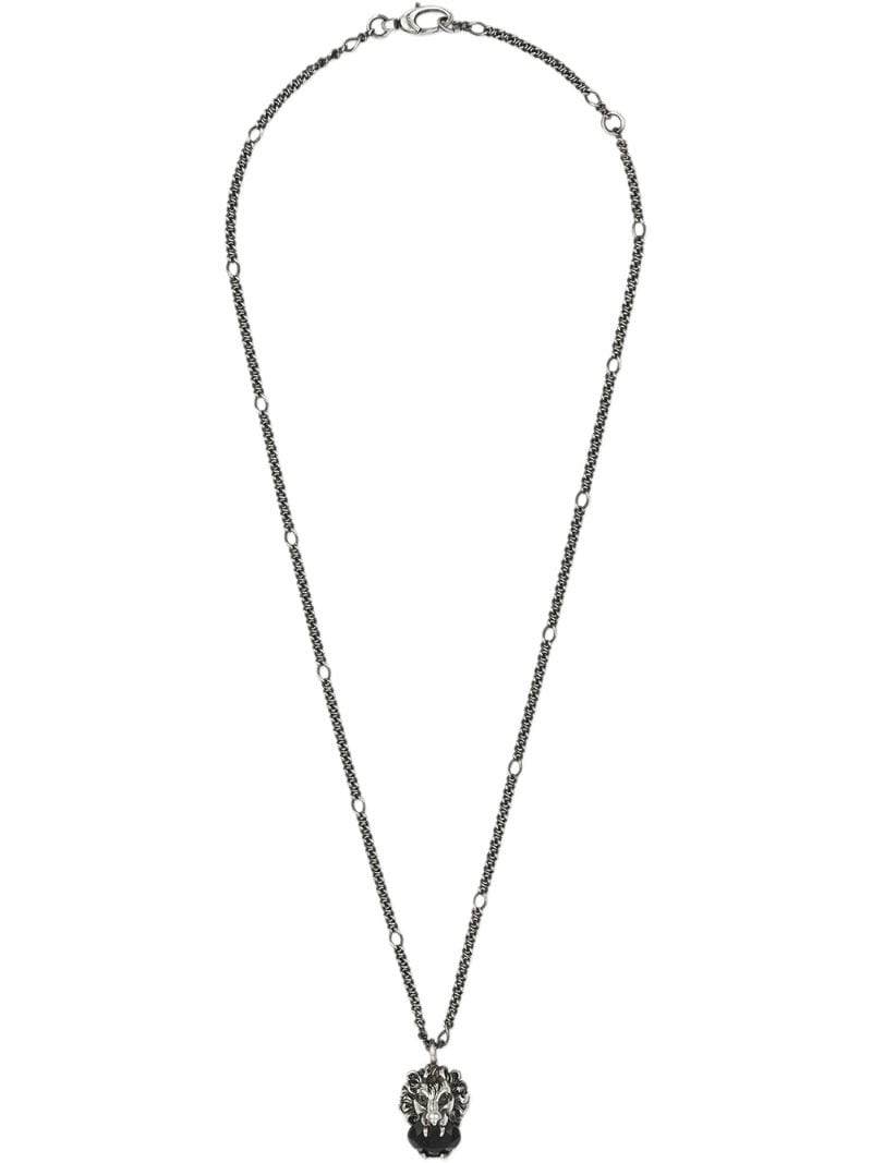 Gucci - Lion head necklace with crystal - women - Crystal/metal - One Size - Metallic