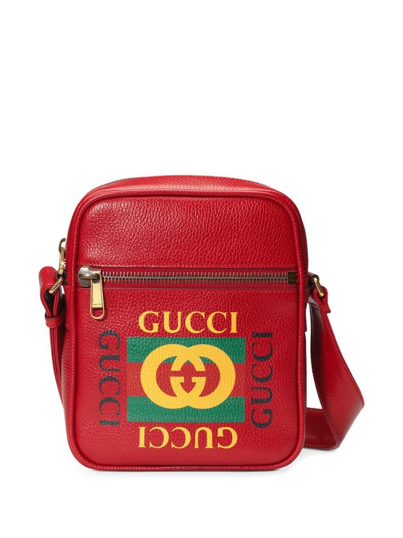 Gucci - Gucci Print messenger bag - men - Leather/Brass - One Size - Red