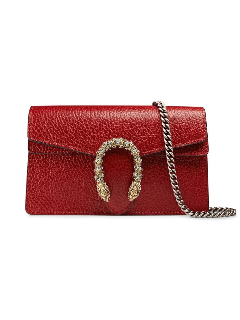 Gucci - Dionysus leather super mini bag - women - Crystal/Leather/metal - One Size - Red