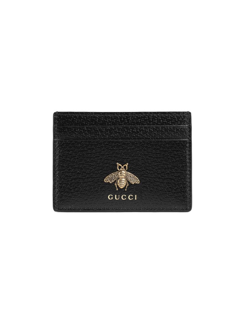 Gucci - Animalier leather card case - men - metal/Leather - One Size - Black