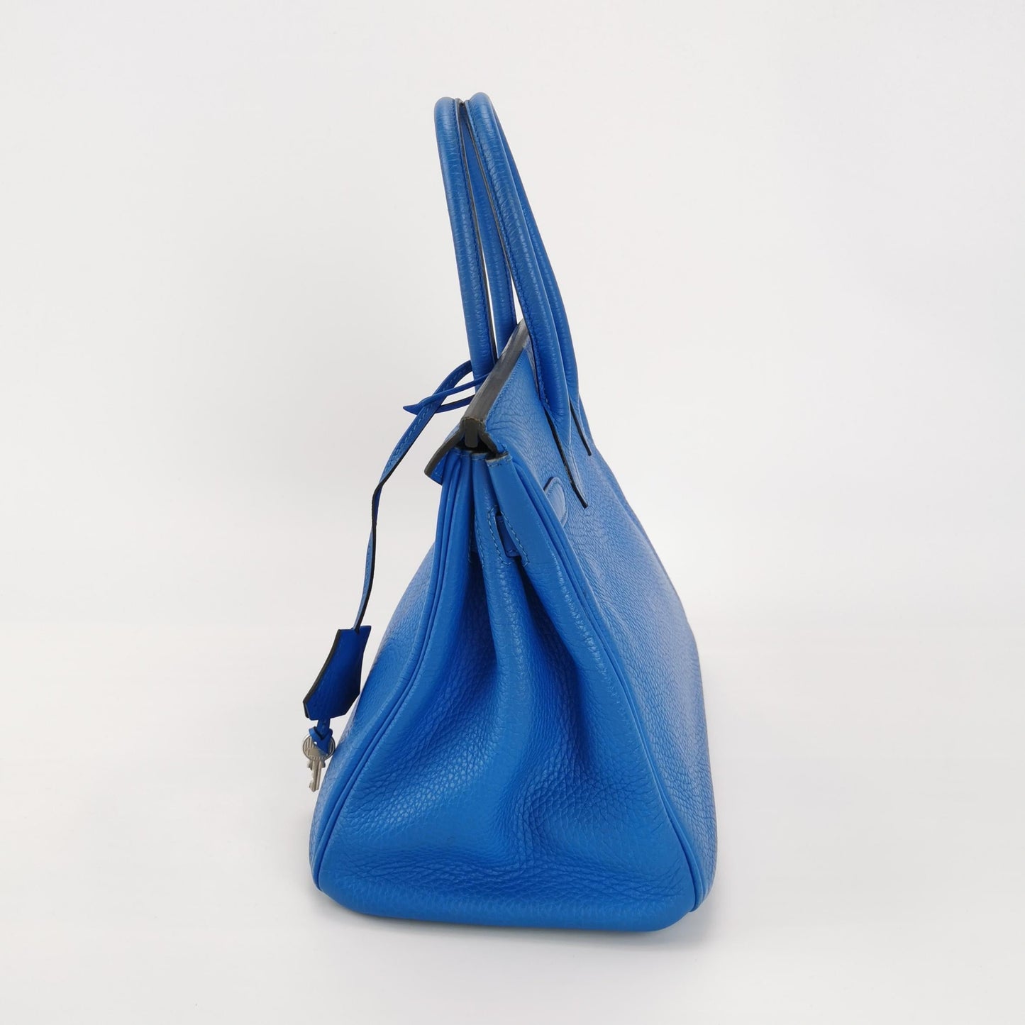 Hermes Birkin Bleu Hydra T Togo Calfskin Tone Leather Silver Travel Bag