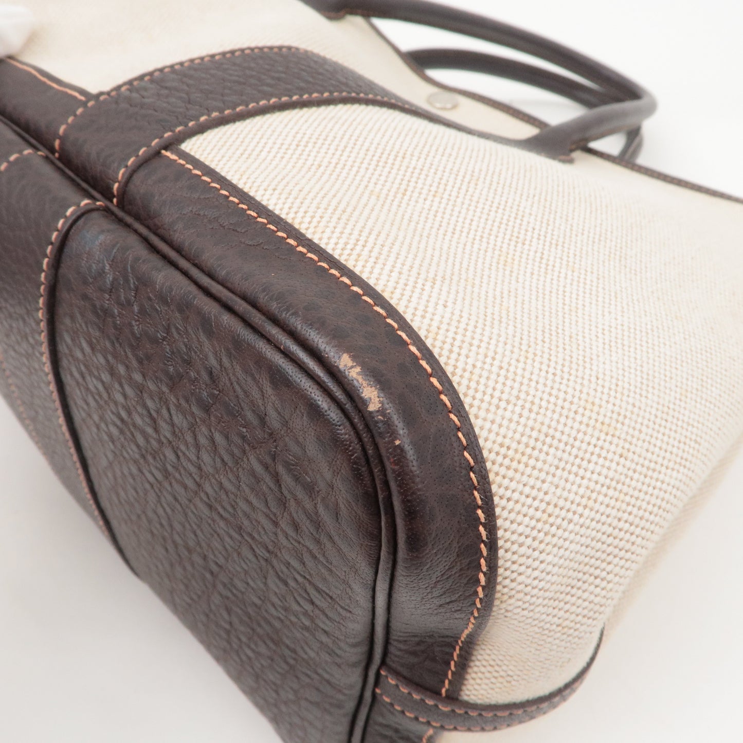 Hermes Luxury Garden Party Toile Ash Pm I Leather Beige Travel Bag