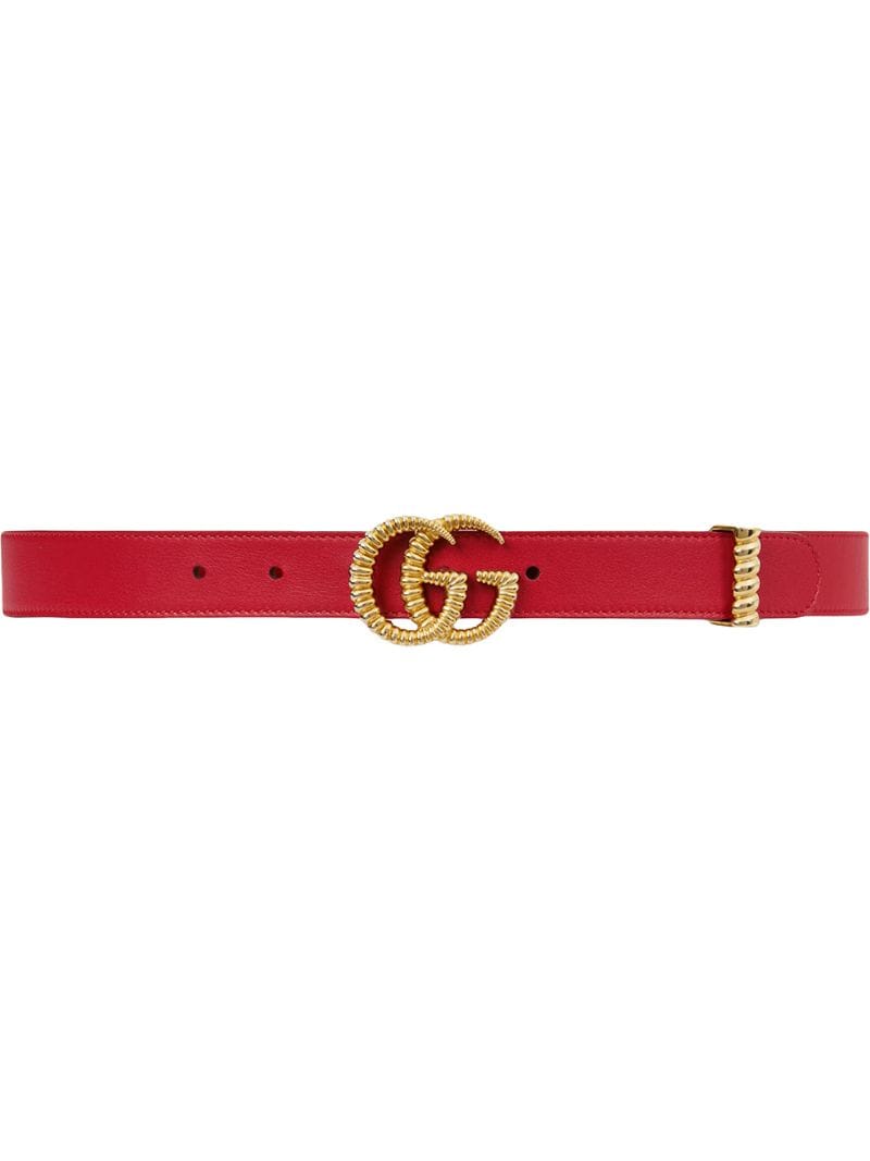 Gucci - Leather belt with torchon Double G buckle - women - metal/Leather - 65, 70, 75, 80, 90, 95 - Red
