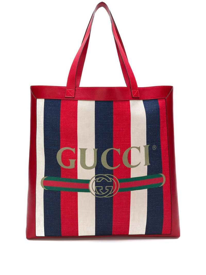 Gucci - printed tote - men - Leather/Cotton - One Size - Red