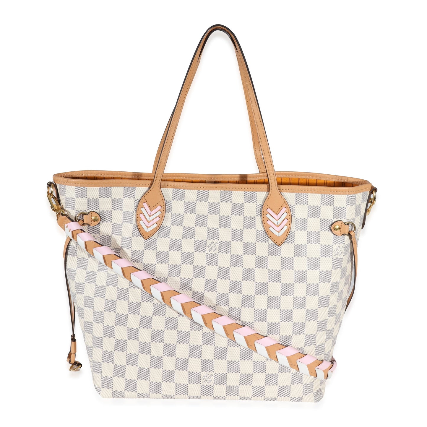 Louis Vuitton Damier Azur Braided Neverfull MM Canvas Tote Bag