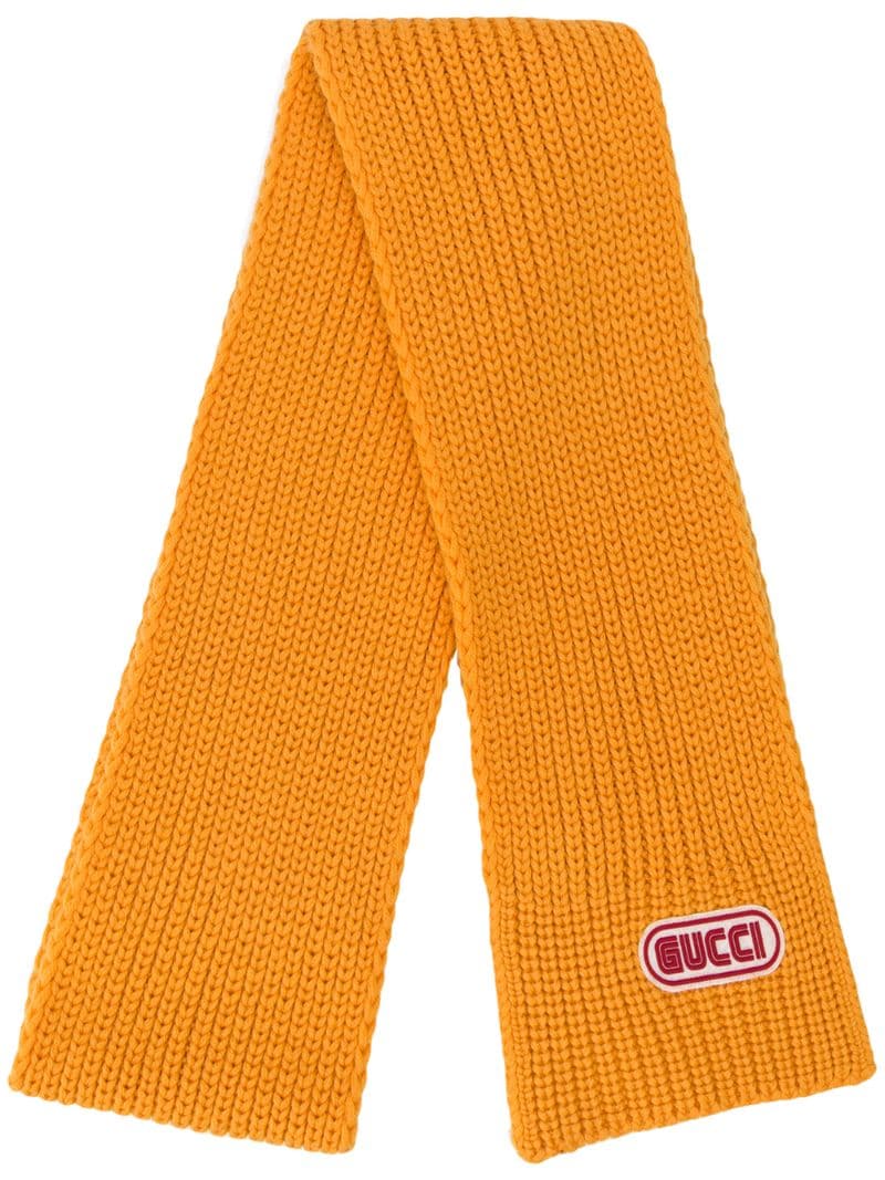 Gucci - wool scarf with Gucci patch - men - Wool/Polyurethane/Polyester - One Size - yellow