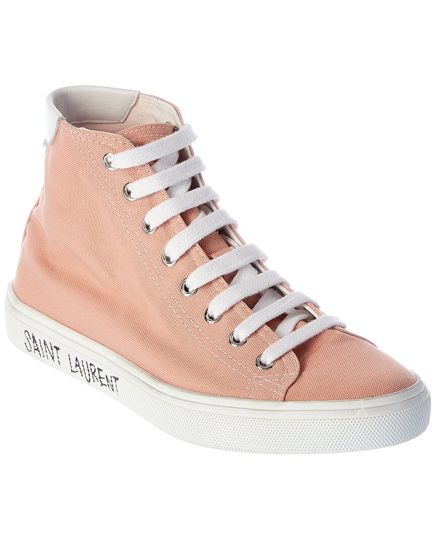 YSL Saint Laurent Malibu Mid Sneaker Canvas Pink Shoes