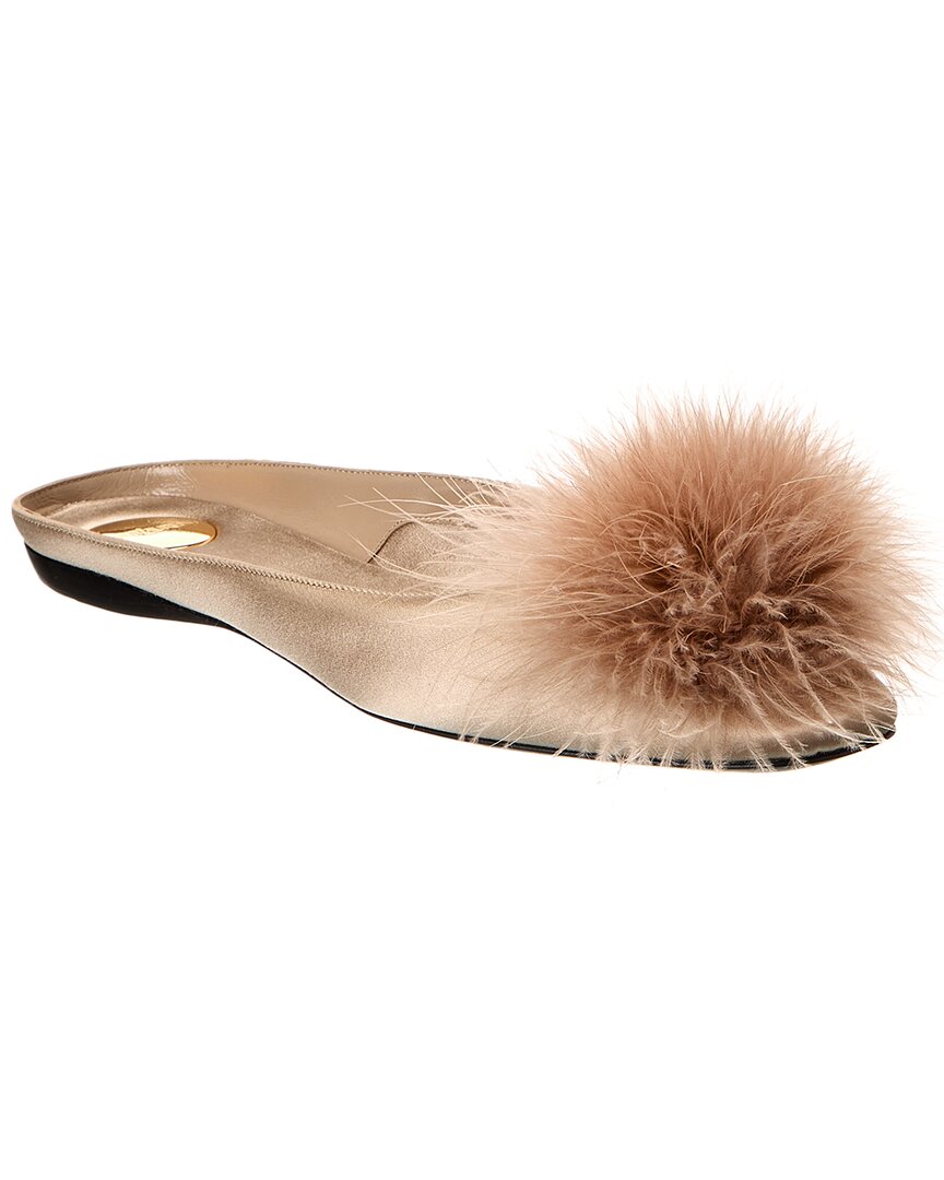 YSL Saint Laurent Lido Flat Satin Beige Shoes