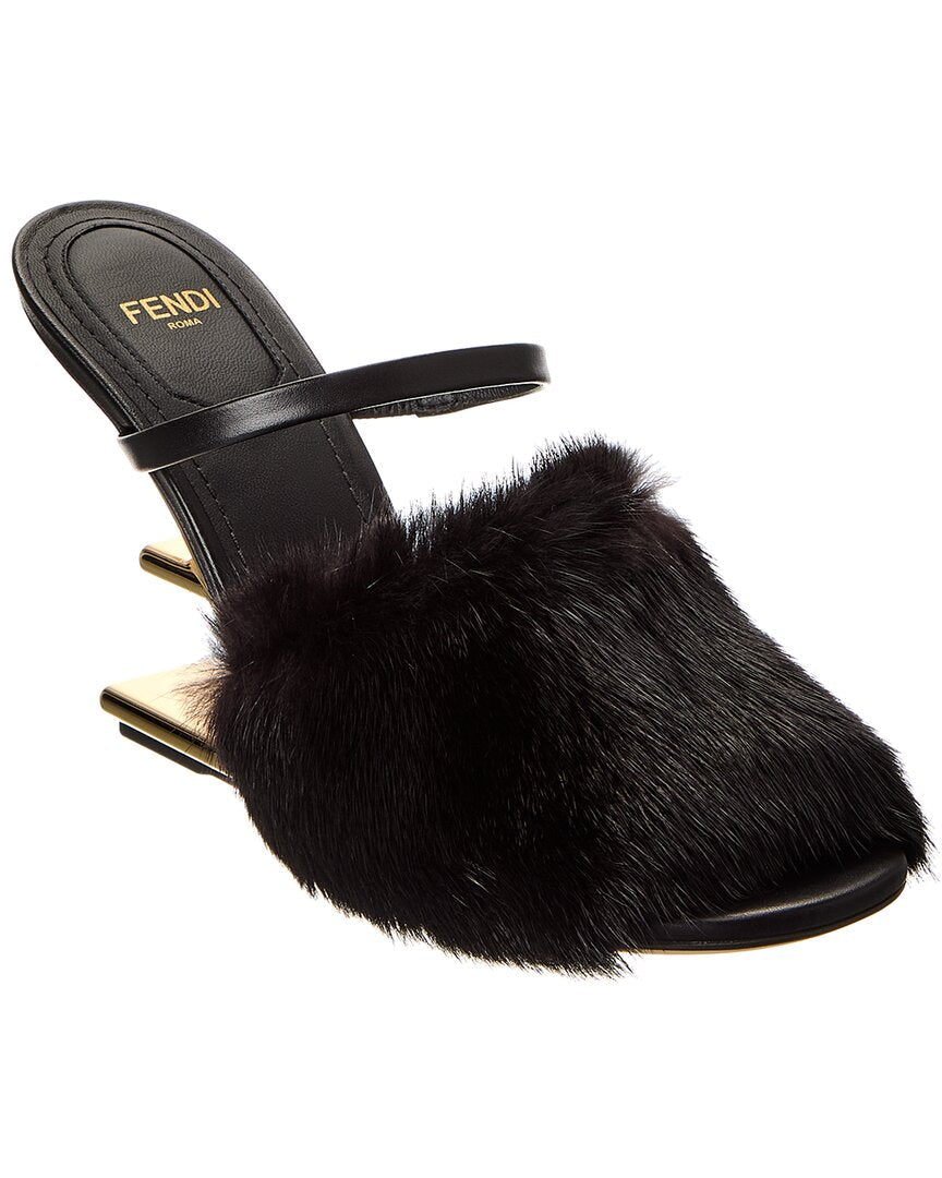 Fendi Shoe First Sandal Leather Black Shoes